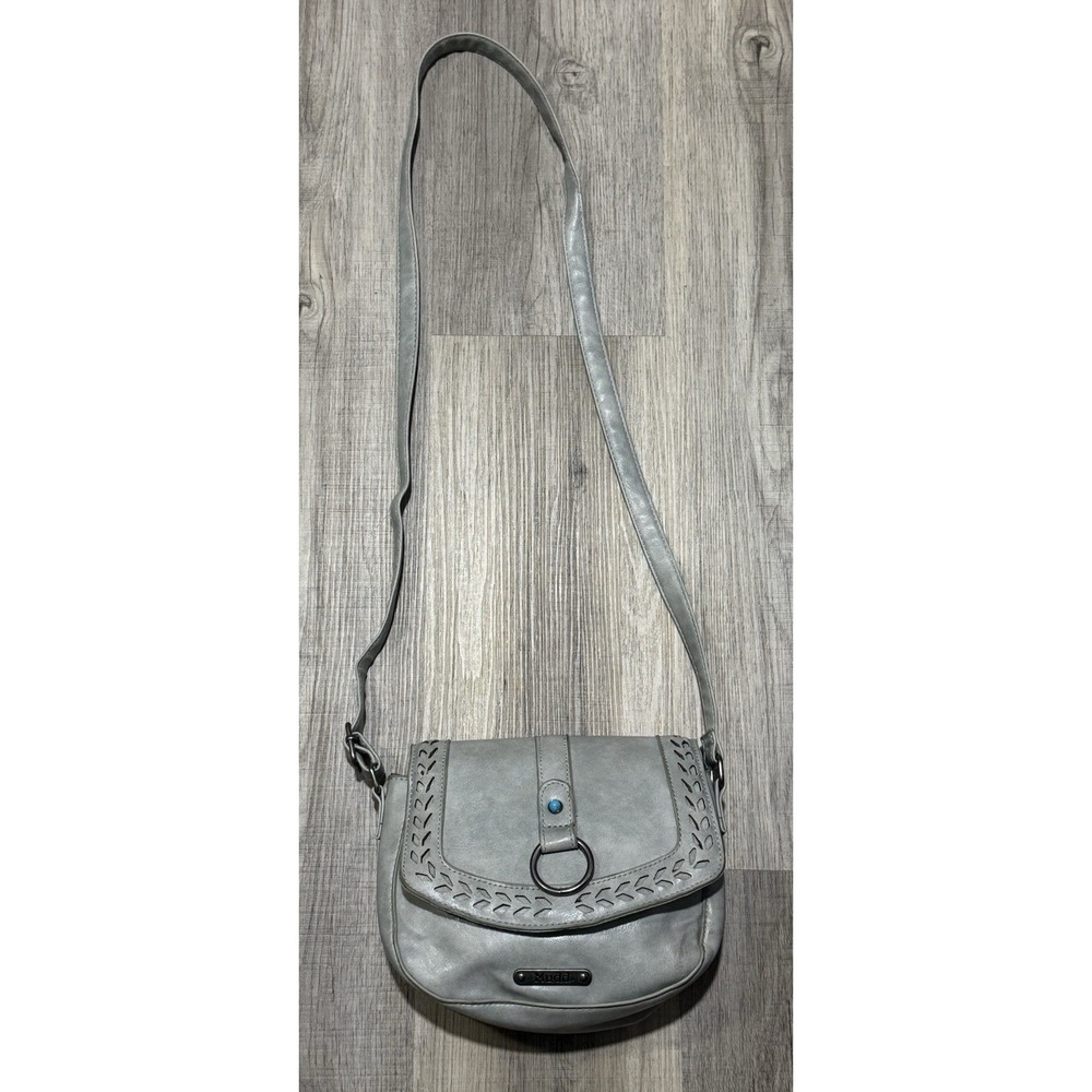 Vintage Y2K Gray Mudd Crossbody Shoulder Bag Purse